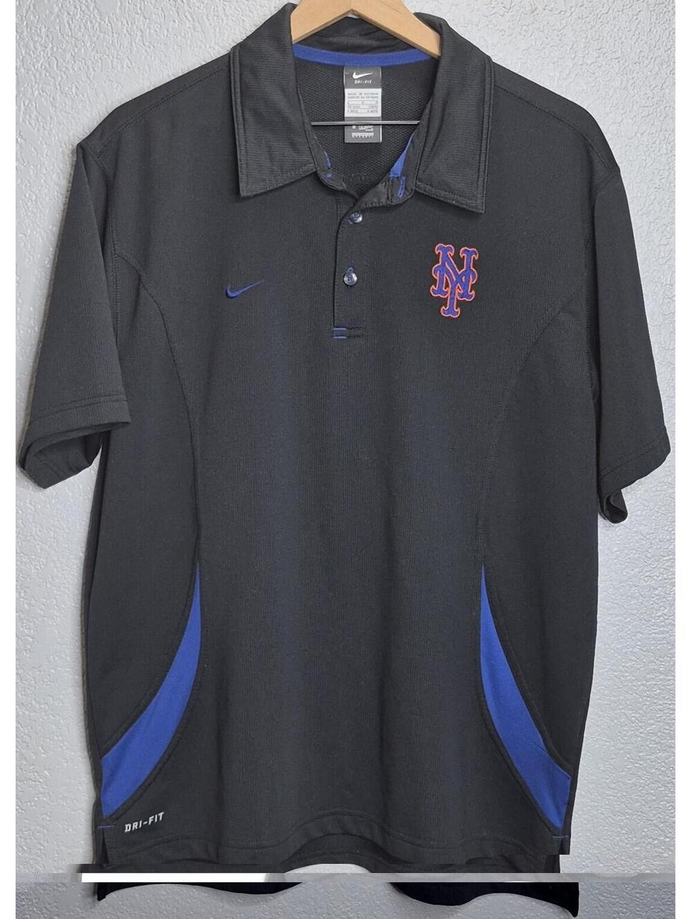 Nike Dri-FIT New York Mets MLB Authentic Collection Polo Shirt Mens Large Black